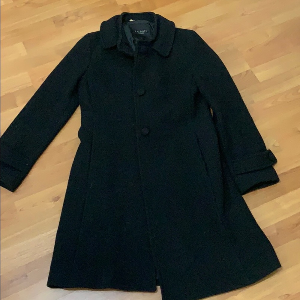 Talbots Black Long Wool Coat